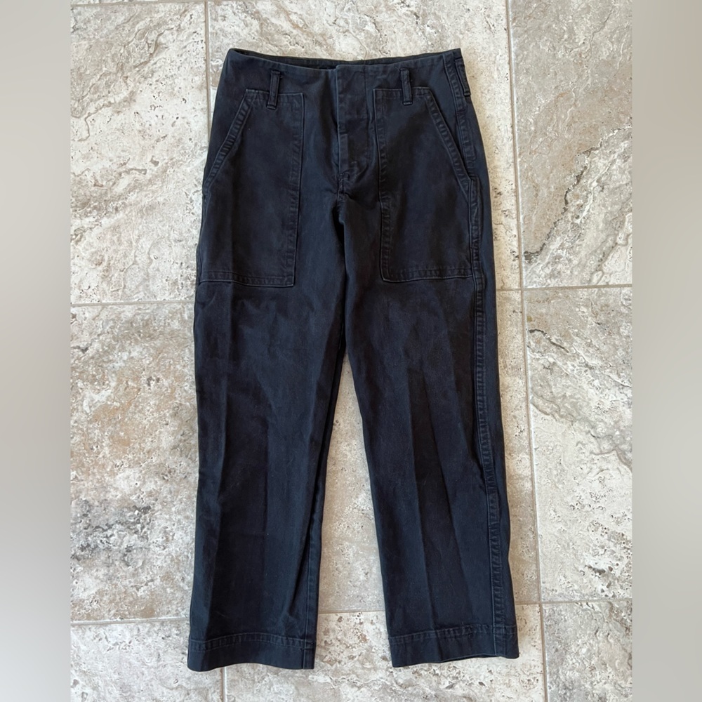 Everlane The Buttersoft High Rise Cotton Utility Straight-Leg Pant in Black, 0